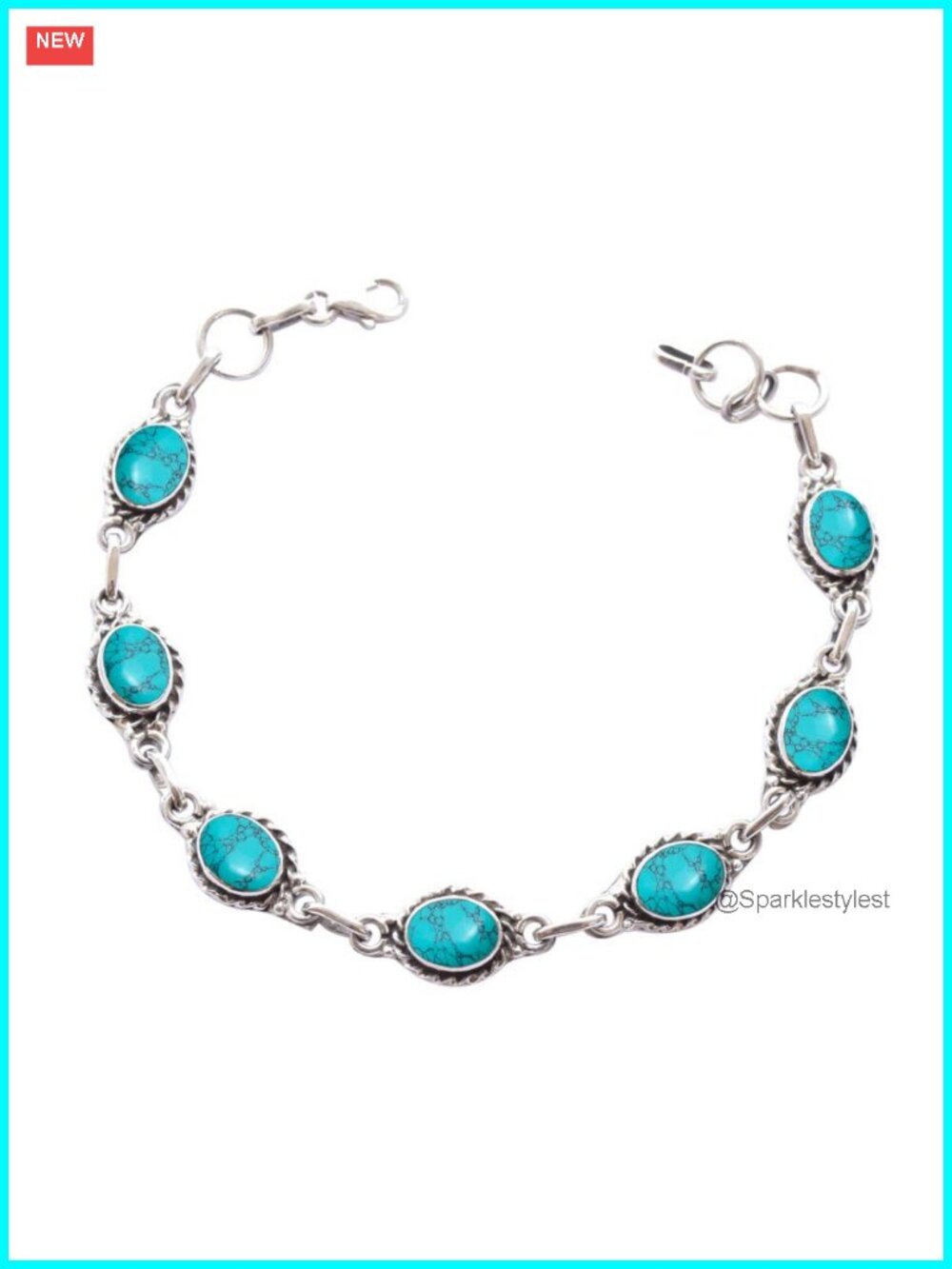 Handmade Gemstone Link Bracelet Adjustable 7-8in Minimalist Oval